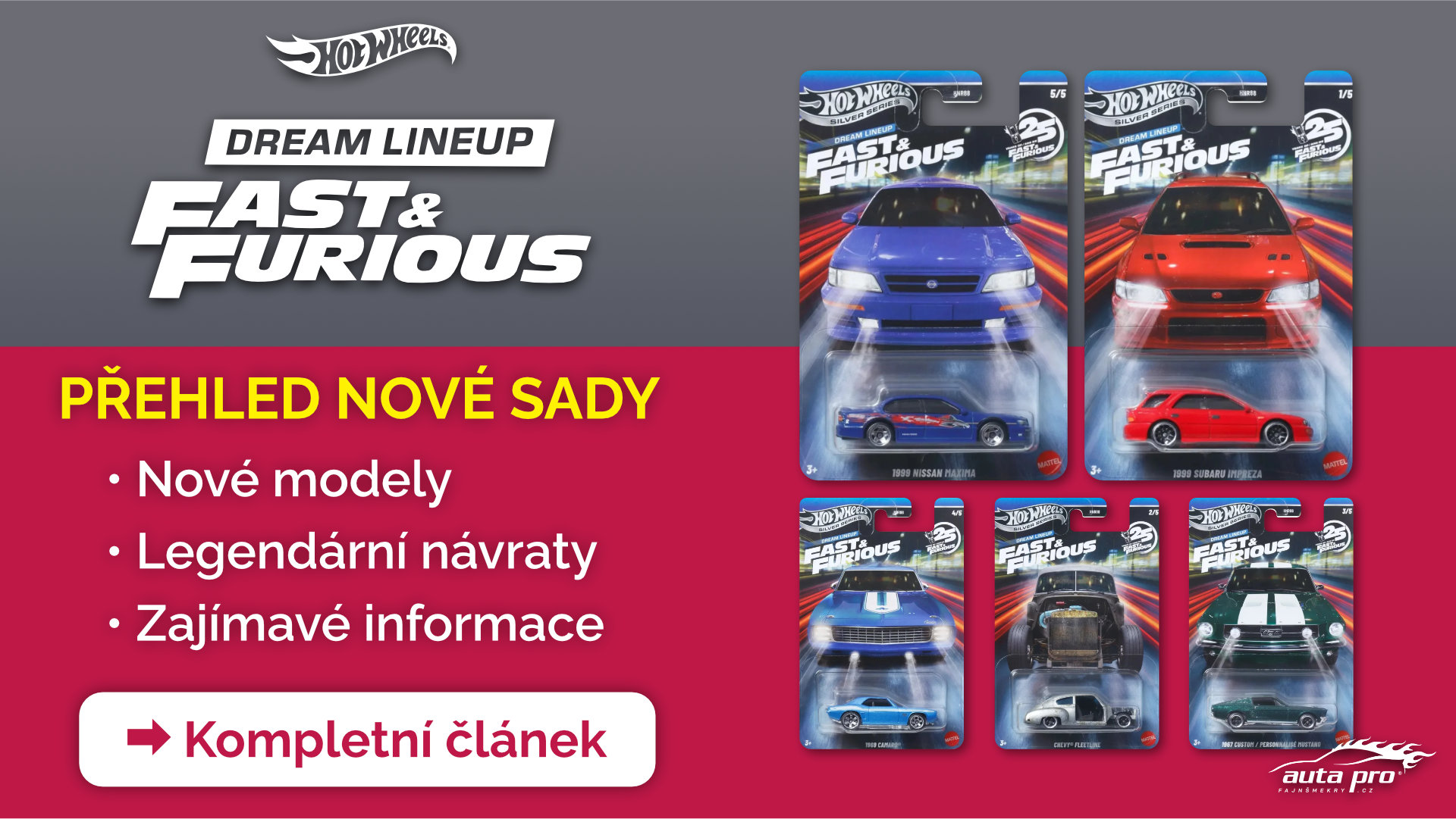 hot wheels silver series fast and furious dream lineup - kompletní článek na autaprofajnsmekry.cz